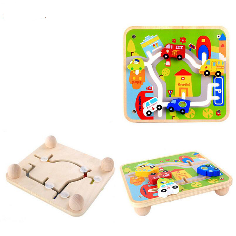 Wooden Railway maze game toy 