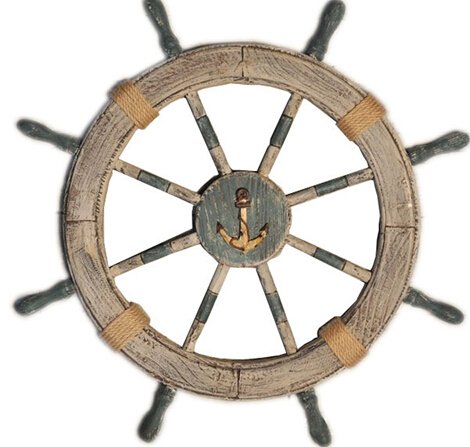 Nautical Wooden Ship wall hanging Wheel