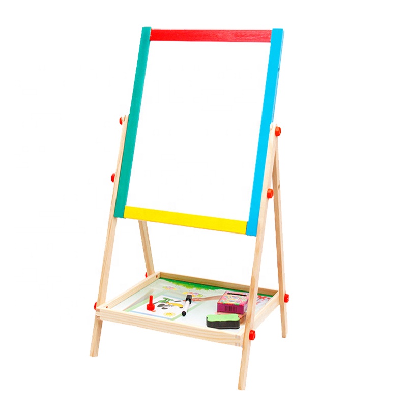 Children Drawing And Writing Wooden Easel 
