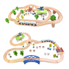 wooden railway train track set toy