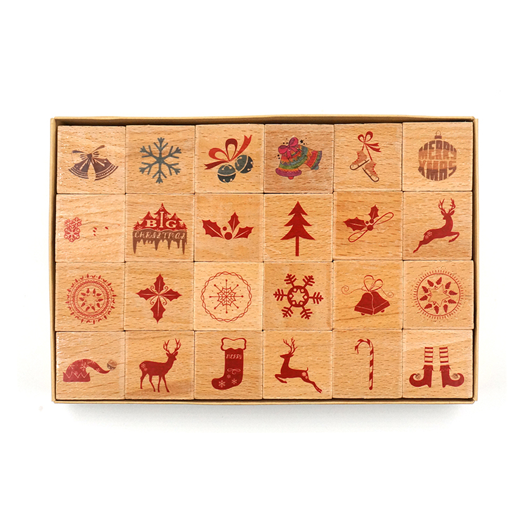 wooden kids toy rubber stamp