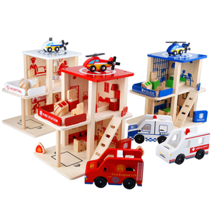 Wooden Fire Station Toy 