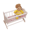 white wooden doll cradle 